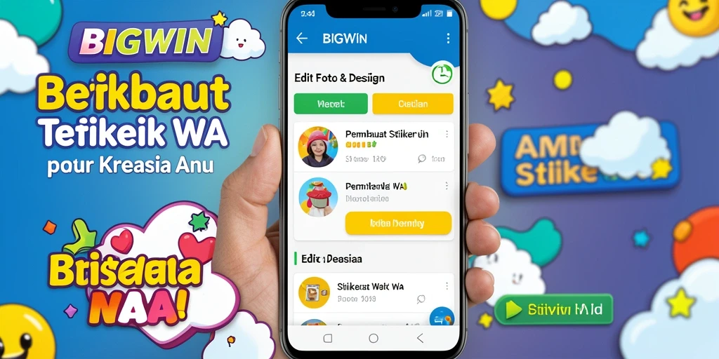 Antarmuka pengguna BIGWIN yang menarik untuk membuat stiker.