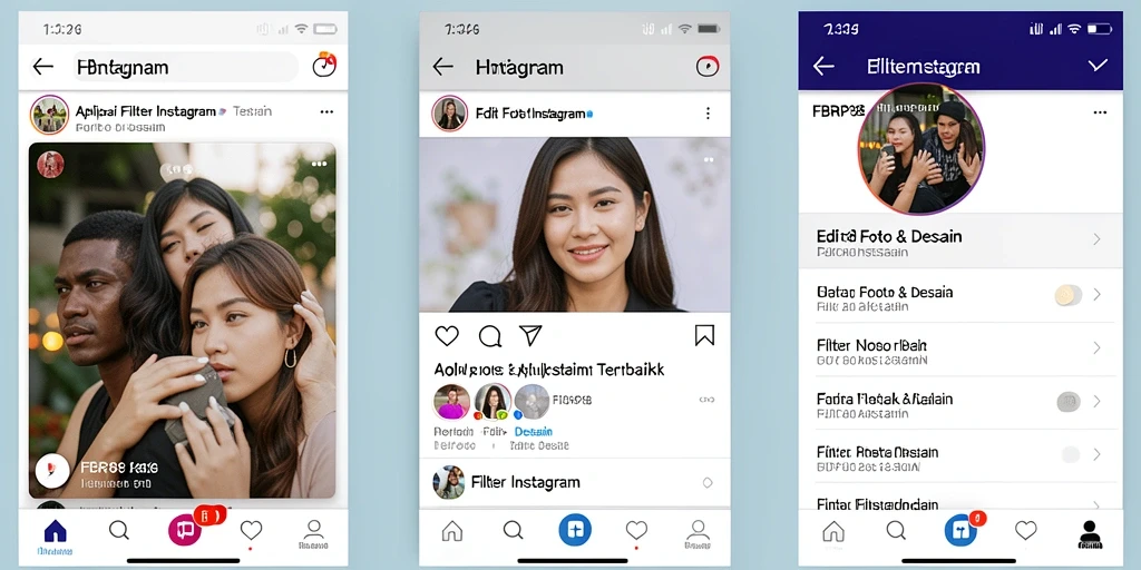 Antarmuka user-friendly FBRP88 dengan berbagai filter Instagram.