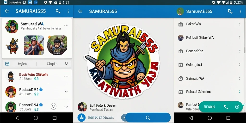 Antarmuka intuitif SAMURAI555 untuk membuat stiker WA kreatif.