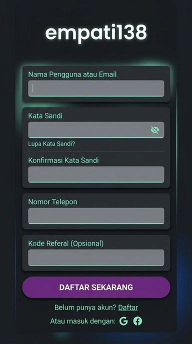 Registrasi Akun Baru empati138 untuk Pengguna Android